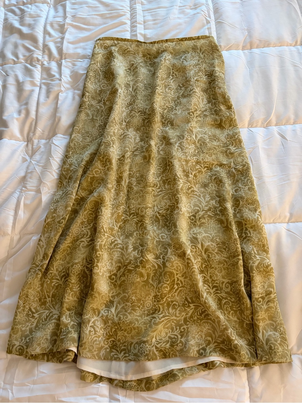 Josephine Chaus Olive Green Patterned Maxi Skirt